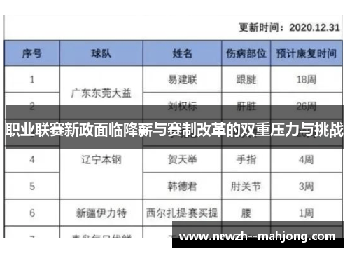 职业联赛新政面临降薪与赛制改革的双重压力与挑战